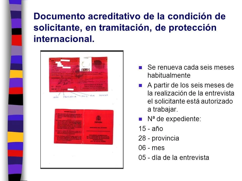 tarjeta roja acreditativa condicion solicitante tramitacion proteccion internacional