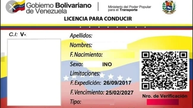 modelo licencia de conducir venezuela