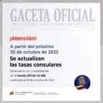 nuevas tasas consulares de venezuela 2022