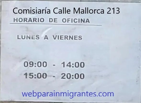 horario oficina extranjeria barcelona calle mallorca 2022